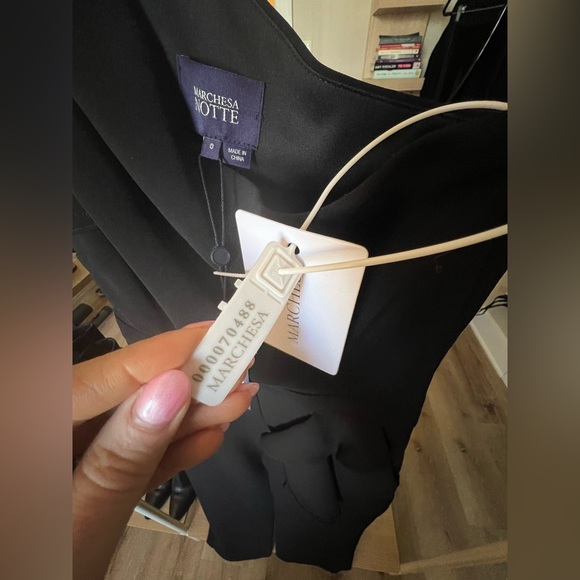 NWTs! Never worn; Marchesa Notte - One - Shoulder Tailored Black Jumpsuit - Picture 8 of 12